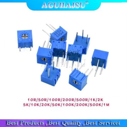 10pcs 3362P 101 201 501 102 202 502 103 203 503 104 204 504 105 Trimpo Trimmer Potentiometer 3362 500R 1K 2K 5K 10K 20K 50K 100K