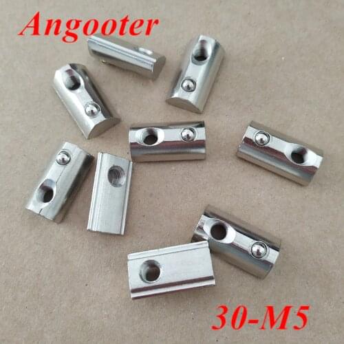 100pcs Thread M5 T Slot Spring Nuts 30-M5 Half Round Elasticity Nuts for 3030 Aluminum Profile Accessories slot 8mm