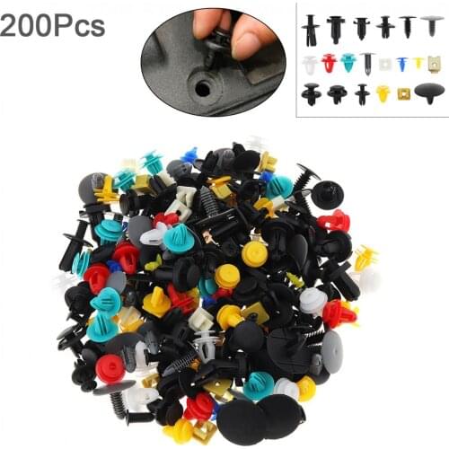 20 Kinds 200pcs Universal Plastic + Metal Car Body Bumper Push Pin Clip Rivets Fastener Expansion Screws Kit