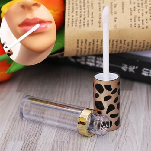 5ml High Quality Empty Leopard Clear Lip Gloss Tube DIY Cosmetic Lip Balm Bottle Container ABS Lid & PS Bottle