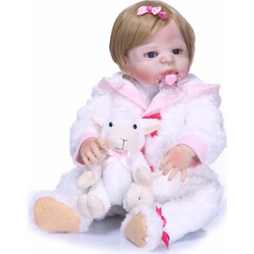 55cm 22inches Full Body Silicone Reborn Girl Baby Doll Toy Lifelike Newborn Babies Doll Cute Birthday Gift Bathe Toy