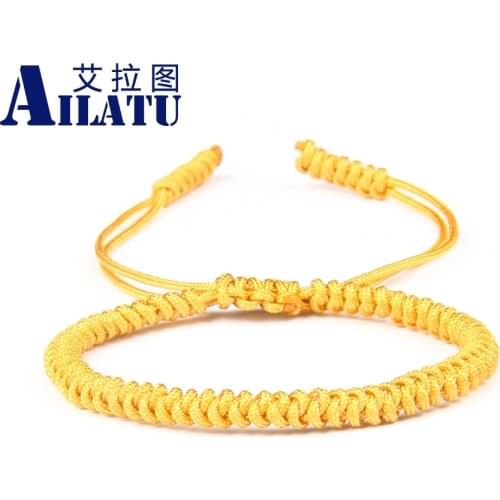 Ailatu Wholesale 10pcs/lot Top Quality Single Color Rope Buddhist Handmade Lucky Knots Yoga Bracelet Nice Gift for Couples