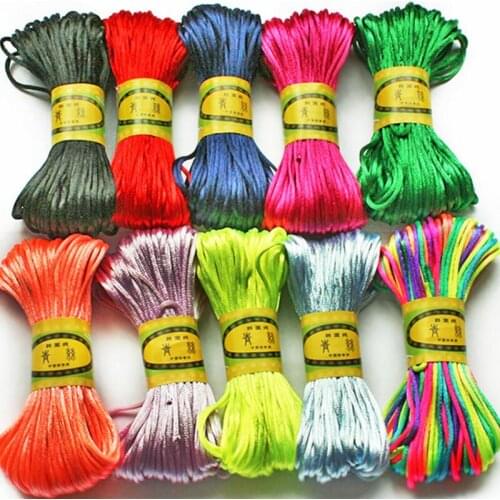 Satin Rattail Silk Macrame Cord Nylon braid Shambhala DIY Chinese Knot Bracelets Necklace Jewelry Accessory Finding 2.5mm 20m