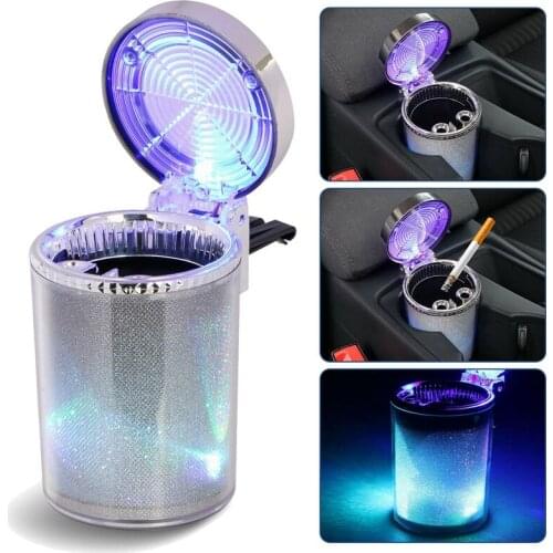 Auto Car Ashtray Portable with LED Light Lighter Ashtray Smokeless Smoking Stand Cylinder Cup Holder