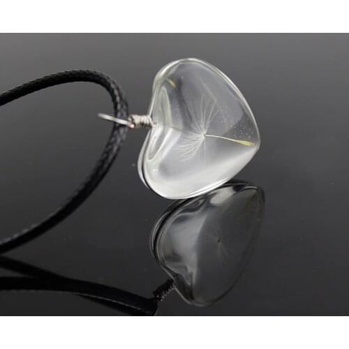 Bespmosp 24PCS/Lot Wholesale Bohemian Retro Vintage Boho Jewelry Heart Real Plant Dandelion Seed Bottle Pendant Necklace Women