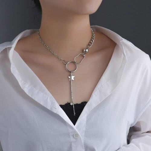 Never Fade Pearl Blade Stitching Chain Necklace Sliver Color Planet Chain Pendant For Women Girls Couple Party Jewelry Gifts