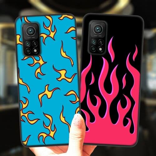Green Yellow Purple Red Flames Phone Case For Xiaomi Mi 10T Lite 10 Ultra Redmi Note 9S 7 8 9 Pro 8T Coque Silicone Back Cover