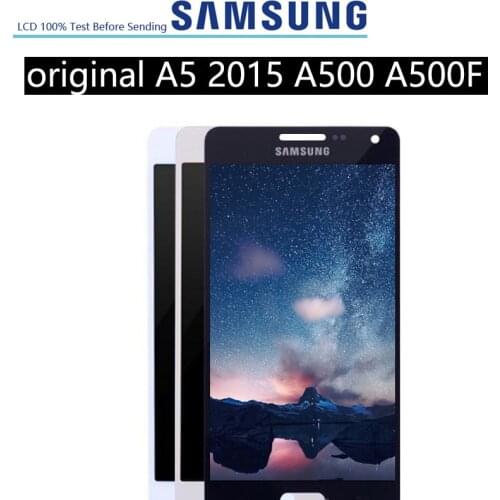 ORIGINAL Super AMOLED LCDs Display For Samsung Galaxy A5 2015 A500 A500F A500FU A500H A500M Phone LCD Touch Screen Digitizer