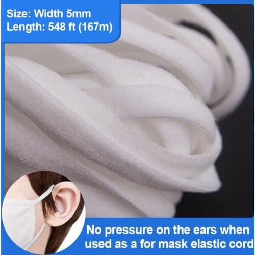 DIY Mask Elastic Band Mask Rope Rubber Band Tape Ear Hanging Rope 548 Ft Round Elastic Band Clothing Craft Accessories