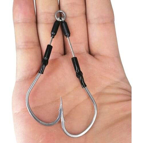 20 Pairs/pack Double Barbed Assist Hooks BKK Fishing Hooks pesca Saltwater Jigging Hooks Carbon Stainless Wire Jig Lure Hooks