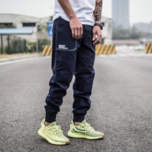 Japanese Vintage Fashion Men Jeans Big Pocket Casual Cargo Pants Streetwear Hip Hop Joggers Men Overalls Ankle Banded Trousers