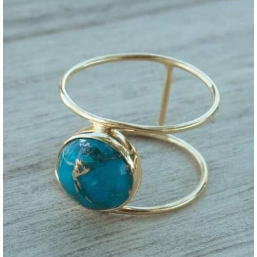 European and American womens new gold hyperbole round big green pine ring ring