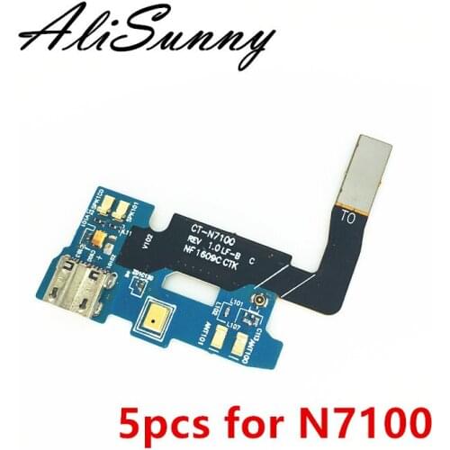 AliSunny 5pcs Charging Port Flex Cable for SamSung Note 2 N7100 USB Dock Connector Mic Repair Parts
