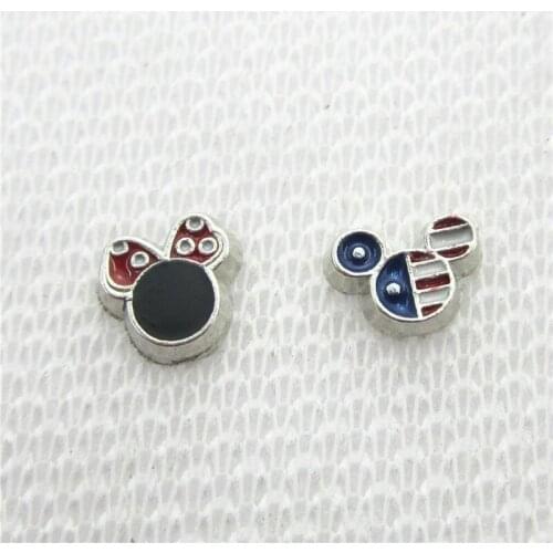 Hot selling 20pcs/lot mickey head Floating Charms Living Glass Memory Lockets DIY Jewelry pendants Charms