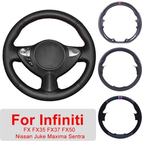 Customized Car Steering Wheel Cover For Infiniti FX FX35 FX37 FX50 Nissan Juke Maxima 2009-2014 Sentra Leather Protective Wrap