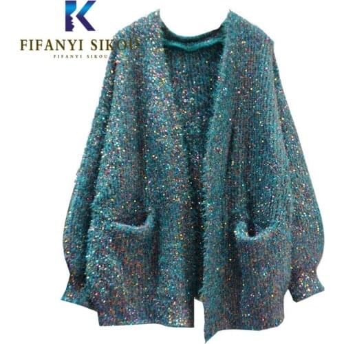 Cardigan Women Knitting Sweater Fashion Pocket V-Neck Long sleeve Knit Cardigans Coat Thick Warm Sweaters Female Autumn Winter