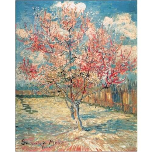 RICORDI 1000PCS Van Gogh World Old Master Pink Peach tree in Blossom Reminiscence of Mauve 2D Jigsaw Paper Puzzles Adults Gift