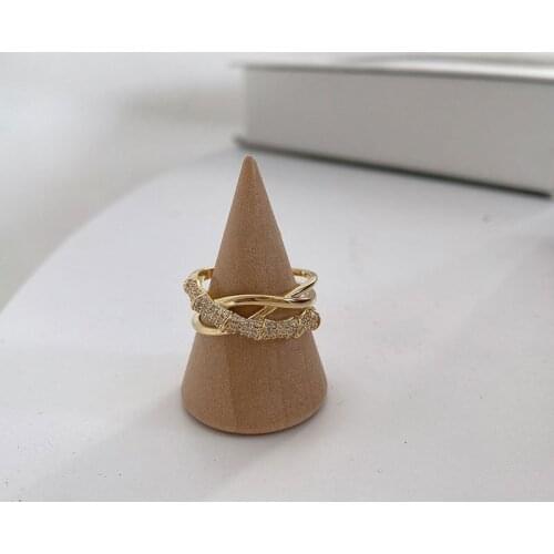 Ring for Women Fashion Crystal Multilayer Geometry Accessories Light Luxury Adjustable Opening Ring Jewelry Wholesale
