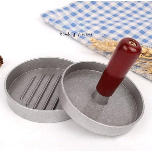 Aluminum Alloy Round DIY Mold Burger Meat Press Hamburger With Plastic Handle Manual Non-stick Coating