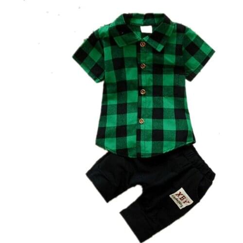 Boys' summer dress 2019 new childrens short-sleeved suit baby cute childrens dress two sets