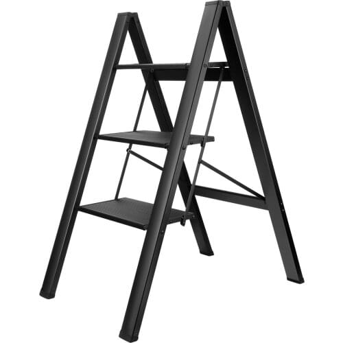 Photo Small Stepladder Household Folding Multifunctional Three-step Herringbone Ladder Flower Stand Staircase Step Stool