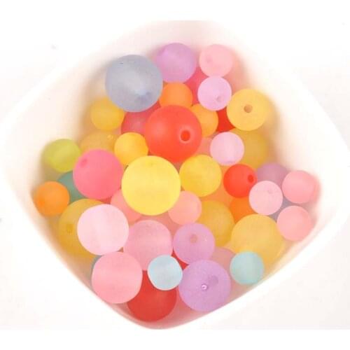 Blend Color Frosted Acrylic Spacer Ball Round Beads Fit Jewelry Handmade YKL0406X