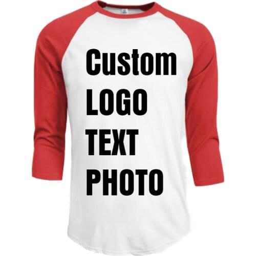 Custom Men Summer T Shirt 3/4 Sleeve Print LOGO/TEXT/NAME/PHOTO ANY DESIGN