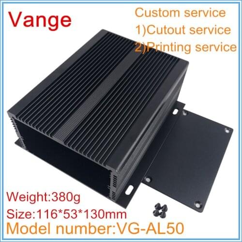 4pcs/lot black wall-mounted project box 116*53*130mm 6063-T5 Aluminum case enclosure diy for power support equipment
