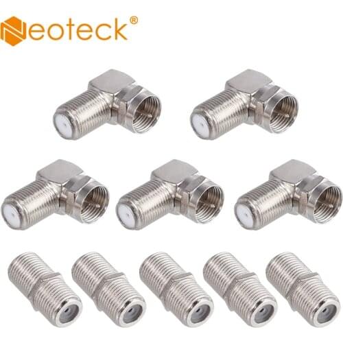 Neoteck F Type RG6 Coax Cable Female to Female Connector Cable Extension Adapter Connects Two Coaxial Video Cables Right Angle