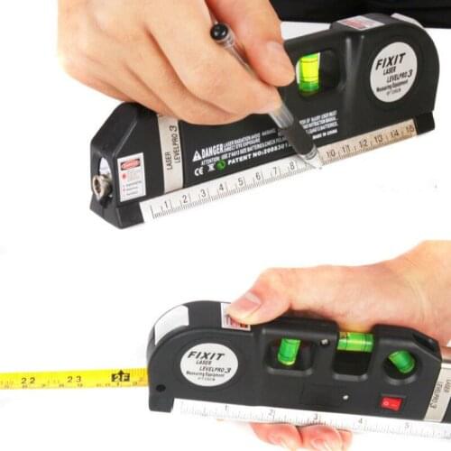 2017 New Laser Level Horizon Vertical Measure 8FT Aligner Standard and Metric Ruler Multipurpose Measure Level Laser Black