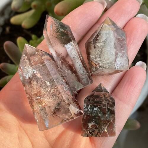 NEW!!!Natural Ghost Phantom Wand Points Quartz Crystals Energy Healing Stones Home Decoration