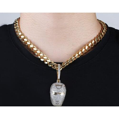 Iced Out Movie Characters Pendant Necklace New Arrival AAA Zircon Mens Necklace Rapper Hip Hop Jewelry