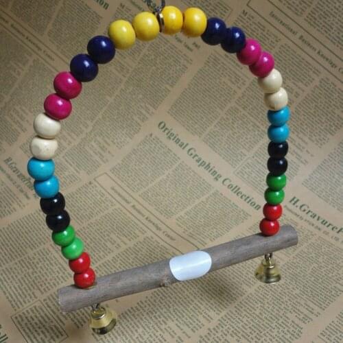 Colorful beads Bird Toy Parrot Swing Cage Toy Parakeet Cockatiel Budgie Lovebird Wooden Parrots Swings Toys Pet Supplies