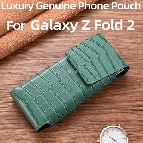 Luxury Genuine Leather Protective Pouch Wallet Bag For Galaxy Z Fold 2 Folder Phone Pouch Case galaxy z fold 2 pouch Case
