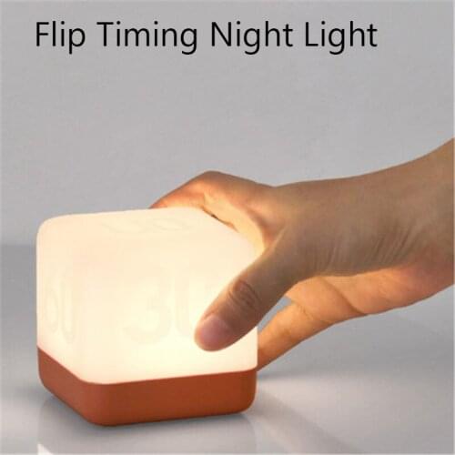 Modern Creative Flip Timing Night Light LED Energy-saving USB Charging Cube Small Table Lamp For Bedroom Bedside Slepping Light