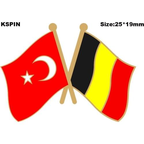 Turkey & Belgium Friendship Flag Lapel Pin Friendship Flag Badge Flag pin
