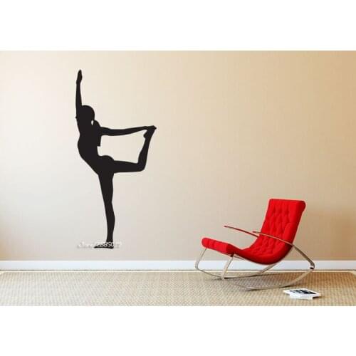 Girl Fitness Exercise Wall Stickers Vinyl Gym Yoga Pose Wall Decal Home Decor Living Room Girls Room Wall Murals Poster SA724