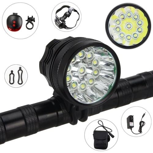 Bright 12000LM XML 11 T6 LED Head Torch Front Rechargeable Bicycle Light Bike Lamp Headlight +Battery +Charger