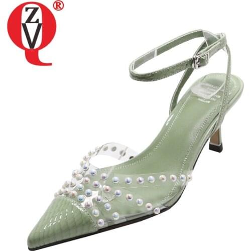 ZVQ Woman New Style Fashion summer Leisure Sandals Pointed Toe Concise Comfortable Decorative pearls Transparent upper Mature