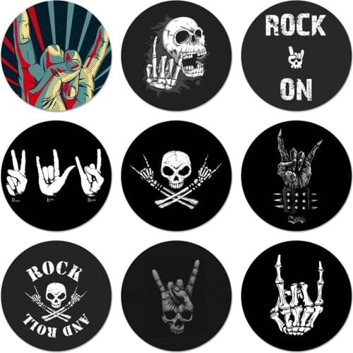Rock roll skull Icons Pins Badge Decoration Brooches Metal Badges For Clothes Backpack Decoration 58mm