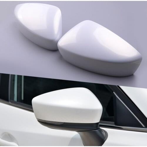 1 Pair ABS White Front Side Mirror Cover Cap Fit for Mazda 3 Sport 2017 2018 2019