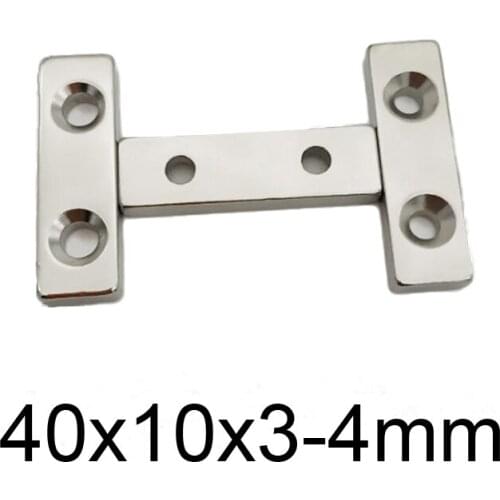 10-100pcs 40x10x3-5mm N35 Magnets Countersunk Holes 5mm Long Sheet Permanent Magnetic Neodymium Magnet 40*10*3-5mm