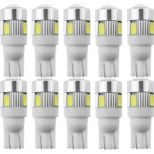 10 Pcs/Lot T10 W5W LED Bulb Car Signal Light 12V 6500K White Interior Dome Lights Auto Wedge Side Clearance Brake Turn Lamps