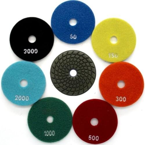 100mm 4'' Concrete Floor Pad Diamond Resin Bond Polishing Pads 7Set Grit 50-3000 for Granite Marble Customization Stone Tools
