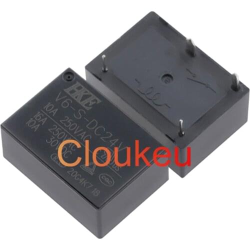 100Pcs Relay V6-S-DC5V 12V 24V 10A 4pin HF7520 SPA-S
