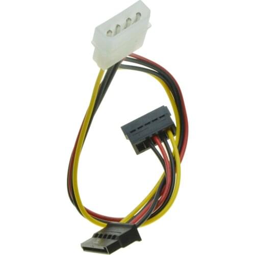 4Pin Molex Male 1 to 2 SATA Female Power Supply Extension Cable IDE Power Port to Dual 15Pin SATA Y Splitter