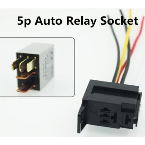 5pcs DC12V/24V 4-Pin 4 Wires 5pin 5wires Relay Socket Harness Holder Connector for Car Truck
