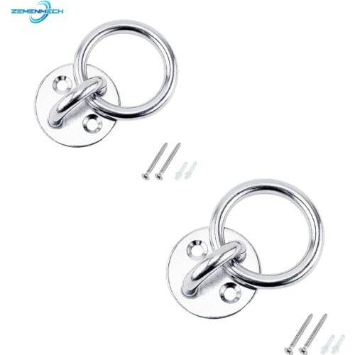 2PCS Yoga Accessories Stainless Steel Round Pad Eye Plates Boat Marine Mooring Ceiling Wall Mount Base Hook Strap Tie Down Hook