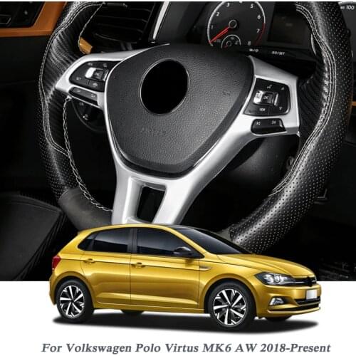 Car Styling For Volkswagen Polo Virtus MK6 AW 2018-2020 Car Steering Wheel Frame Cover Internal Moulding Sequin Auto Accessory