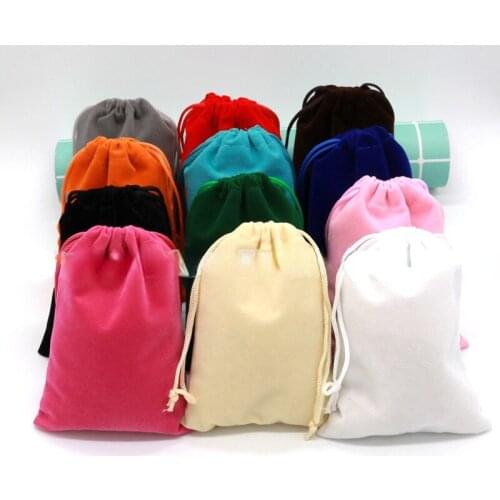 10pcs/Lot 7x9cm Sizes Packing Drawstring Velvet Pouch Sachet Gift Bag For Jewelry Wedding Things Party Bead Container Storage